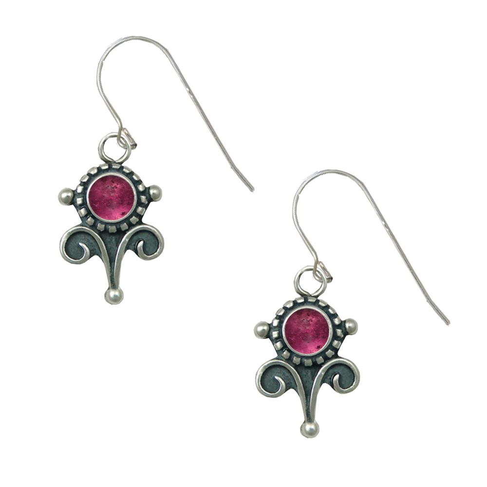 Sterling Silver Petite Pink Tourmaline Gemstone Drop Dangle Earrings